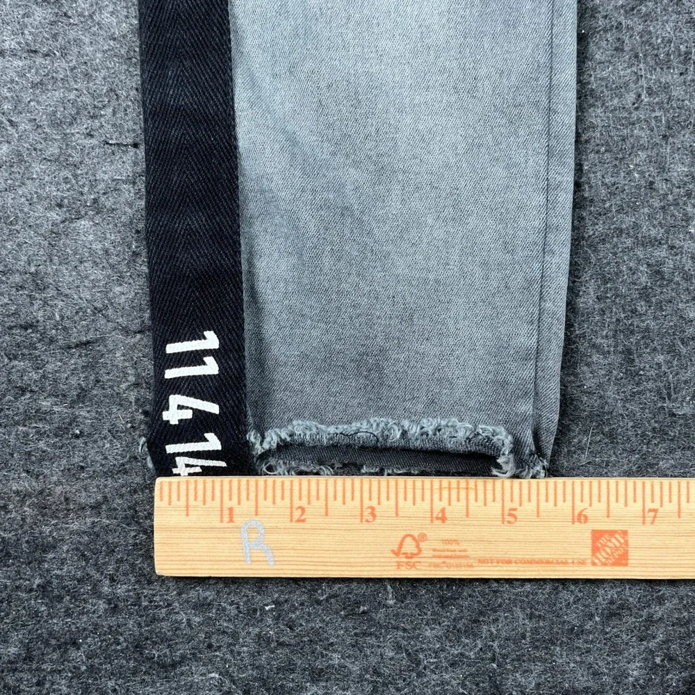 KDNK Skinny Jeans Mens 36 Gray Frayed Hem Distressed Whiskers Detail Outdoor
